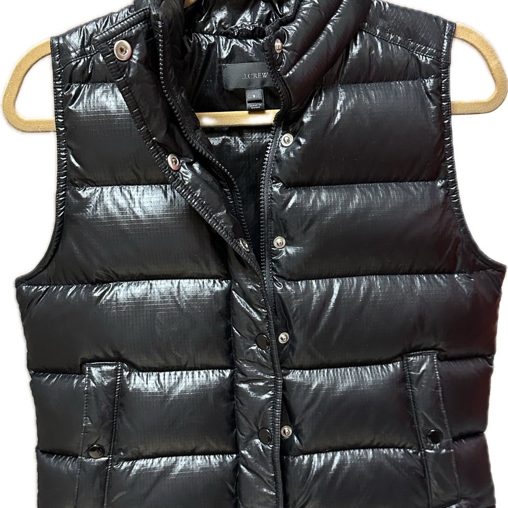 J. Crew Glossy Black Puffer Vest
